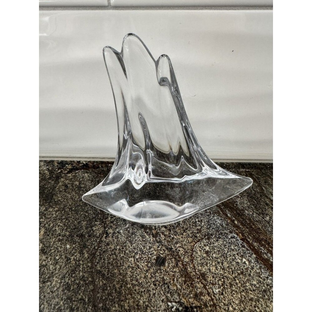 Daum Crystal 3-Mast Sailboat Paperweight 4” Signed